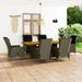 Walmeck 7 Piece Patio Dining Set with Cushions Poly Rattan Brown