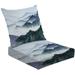 2-Piece Deep Seating Cushion Set Landscape mountains birds monochrom painted watercolor Outdoor Chair Solid Rectangle Patio Cushion Set