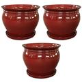 Southern Patio Wisteria 8 Round Ceramic Planter Pot with Saucer (3 Pack)