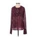 Converse One Star Long Sleeve Blouse: Burgundy Floral Tops - Women's Size X-Small