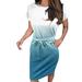 Womens Dresses Summer Striped Short Sleeve T Shirt Fashion Tie Waist With Pockets Sun Dress For Women 2023