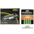 Powerex MH-C801D 8-Cell Charger & 8 AA Duracell Rechargeable (DX1500) Batteries (2500 mAh)