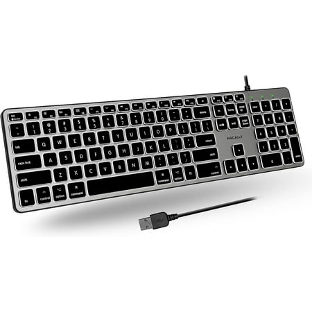 Macally BLSLIMKEYPROSG Backlit USB Wired Keyboard for Mac