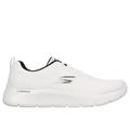 Skechers Men's GO WALK Flex - Quota Slip-On Shoes | Size 8.0 | White/Black | Textile | Machine Washable