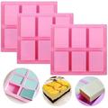 Silicone Soap Molds Set of 3 6 Cavities DIY Handmade Soap Moulds - Cake Pan Molds for Baking Biscuit Chocolate Mold Silicone Soap Bar Mold for Homemade Craft Ice Cube Tray Pink