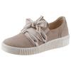 Plateausneaker GABOR, Damen, Gr. 44, beige (hellbeige), Veloursleder, sportlich, Schuhe, Schnürschuh, Halbschuh, Slipper mit aufgesetzter Zierschnürung