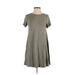 Forever 21 Casual Dress - A-Line Crew Neck Short sleeves: Green Print Dresses - Women's Size Small
