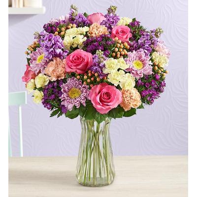 1-800-Flowers Seasonal Gift Delivery Precious Love Bouquet For Mom Double Bouquet W/ Clear Vase