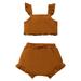 ZHAGHMIN Cute Girls Outfits Girls Spring And Autumn Korean Style Sleeveless Suspenders Flying Sleeve Top Solid Color Shorts Two Piece Set Hoodie With Pants Baby New Born Cute Teen Girl Outfits Girls