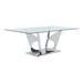 Orren Ellis Carne Counter Height Dining Table Glass/Metal in Gray | 30 H x 39 W x 79 D in | Wayfair 76523C386B8F432481617B7FFA9A8C06