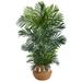 4' Areca Artificial Palm Tree in Boho Chic Handmade Natural Cotton Woven Planter with Tassels UV Resistant (Indoor/Outdoor)