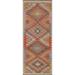 Geometric Kilim Oriental Runner Rug Reversible Hand-Woven Wool Carpet - 2'1"x 6'6"