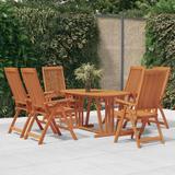 vidaXL 7 Piece Patio Dining Set Solid Wood Eucalyptus - 63" x 33.5" x 29.5"