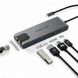 Lemorele USB C Hub Multiport Adapter 5 in 1 Docking Station with 4k HDMI Rj45 Ethernet Usb3.0 100w Pd Compatible with Macbook Pro/Air iPad Pro iPad Mini 6 Surface Pro