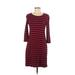 Talbots Casual Dress - Sheath Scoop Neck 3/4 sleeves: Red Color Block Dresses - Women's Size Medium Petite