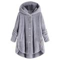 Dtydtpe Clearance Sales Cardigan for Women Plus Size Button Plush Hooded Loose Cardigan Wool Coat Winter Jacket Womens Long Sleeve Tops Winter Coats for Women