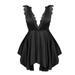 iOPQO lingerie for women Ladies Lingerie Lace Deep V Halter Irregular Lingerie Dress Black S