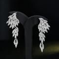 Naierhg Elegant Full Rhinestones Wing Dangle Drop Pierced Earrings Women Wedding Jewelry