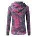 wendunide coats for women Women Fashion Casual Tie-Dyed Print Zipper Long Sleeve Pocket Loose Coat Womens Fleece Jackets Purple XXL