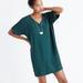 Madewell Dresses | Madewell Novel T-Shirt Shift Dress Drapey Short Sleeve V-Neck Dark Green Size Xs | Color: Green | Size: Xs