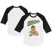 Infant Tiny Turnip White/Black Oakland Athletics Teddy Boy Raglan 3/4 Sleeve T-Shirt