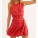 Free People Dresses | Free People Raquel Belted Mini Dress Red Floral Pleated Sleeveless Nwt Sz 8 | Color: Red/White | Size: 8