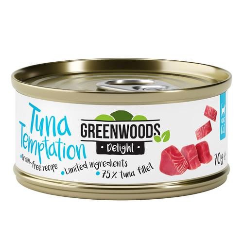 24x70g Adult Tuna in Broth Greenwoods Delight Wet Cat Food