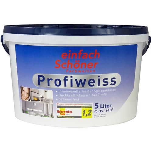 „EINFACH SCHÖNER FARBWELTEN Wand- und Deckenfarbe „“einfach Schöner – Profiweiss““ Farben hochdeckend Gr. 5 l, weiß (profiweiß) Wandfarbe“