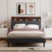 Upholstered Platform Bed with Storage Headboard and USB Port,Full Size