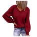 Dtydtpe Sweaters for Women Autumn New Casual Loose Solid Color Pullover Long-Sleeved Sweater Womens Long Sleeve Tops Womens Sweaters