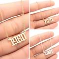 Naierhg 1980-2019 Birth Year Number Charm Pendant Stainless Steel Chain Necklace Jewelry