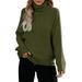 iOPQO sweaters for women Women Turtleneck Sweaters Long Sleeve Casual Oversized Chunky Pullover Sweater Knit Tops Women s Pullover Sweater Green M