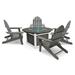 LuXeo Vail 48" Round Two-Tone Fire Pit Outdoor Table w/ 4 Balboa Folding Chairs Plastic | Wayfair 48-WGG-1521G4