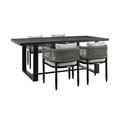 Felicia Outdoor Patio 5-Piece Dining Table Set in Aluminum with Grey Rope and Cushions