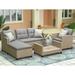 Tcbosik Outdoor Patio Furniture Sets 4 Piece Conversation Set Wicker Ratten Sectional Sofa with Seat Cushions(Beige Brown)