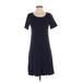 J.ING Casual Dress - A-Line: Blue Solid Dresses - Women's Size X-Small