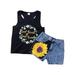 2DXuixsh Summer Outfit Girls Size 6 Toddler Kids Baby Girl Sunflower Outfits Sleeveless Tank Top Denim Shorts Summer Clothes Girls Summer Pajamas Size 8 A Size 100