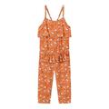 Odeerbi Toddler Floral Romper Kids Girls Summer Fashion 2024 Casual Printing Sleeveless Strap Jumpsuit Orange