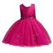 Odeerbi Tutu Tulle Dress For Toddler Girls Birthday Dresses Formal Dress Net Yarn Embroidery Flowers Mesh Party Gown Long Dresses Hot Pink