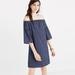 Madewell Dresses | Madewell Off-The-Shoulder Bell Sleeve Mini Dress In Navy Stripe 12 Cotton Large. | Color: Blue | Size: 12