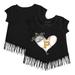 Girls Youth Tiny Turnip Black Pittsburgh Pirates Tiara Heart Fringe T-Shirt