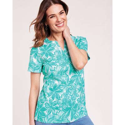 Blair Women's Essential Knit Short Sleeve Henley - Green - XL - Womens