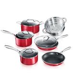 Granitestone 10 Piece Aluminum Non Stick Cookware Set, Stay Cool Handles, Oven & Dishwasher Safe Non Stick/Enameled Cast Iron/Cast Iron | Wayfair