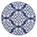 Blue/White 62 x 62 x 0.25 in Area Rug - Bungalow Rose Moroccan Machine Made Flatweave Round 5'2" Indoor/Outdoor Area Rug in | Wayfair