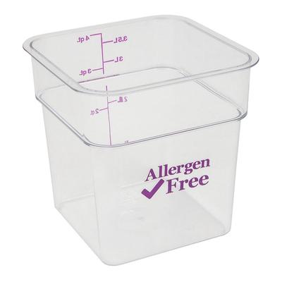 Cambro 4SFSCW441 4 qt Square Food Storage Container - CamSquare, Allergen-Free, Polycarbonate, Clear, Clear/Purple