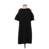Ann Taylor LOFT Cocktail Dress Cold Shoulder Short Sleeve: Black Solid Dresses - Women's Size 4