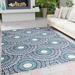 Blue/White 63 x 39 x 0.28 in Area Rug - Langley Street® Letcher Abstract Machine Tufted Indoor/Outdoor Area Rug in Blue | Wayfair