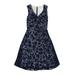 Lace & Mesh Casual Dress - A-Line V Neck Sleeveless: Blue Floral Dresses - Women's Size 2X-Small