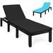 Gymax Adjustable Rattan Patio Chaise Lounge Chair Couch w/ Black &