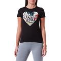 Love Moschino Damen Slim Fit Short Sleeves T-shirt With Patchwork Heart Print T Shirt, Schwarz, 42 EU